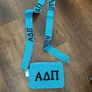 NWT blue beaded ADPI crossbody bag! Stadium approved